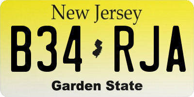 NJ license plate B34RJA