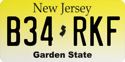 NJ license plate B34RKF