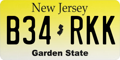 NJ license plate B34RKK