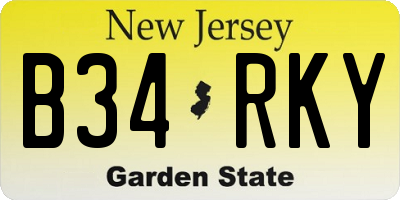 NJ license plate B34RKY