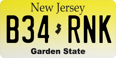 NJ license plate B34RNK