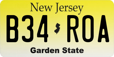 NJ license plate B34ROA