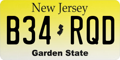 NJ license plate B34RQD