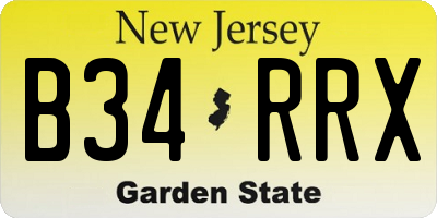 NJ license plate B34RRX