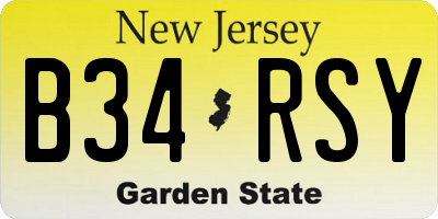 NJ license plate B34RSY