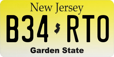 NJ license plate B34RTO