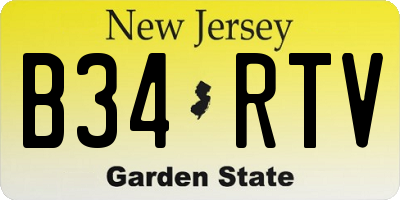NJ license plate B34RTV