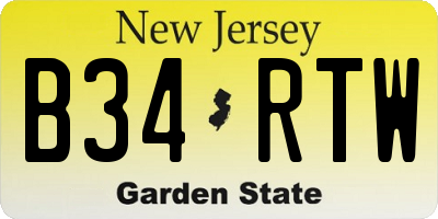 NJ license plate B34RTW