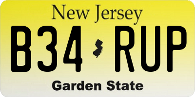NJ license plate B34RUP