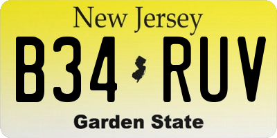NJ license plate B34RUV