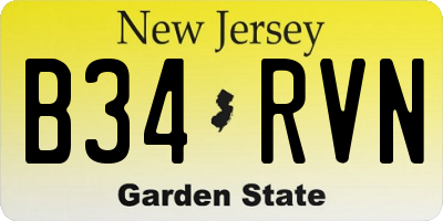 NJ license plate B34RVN