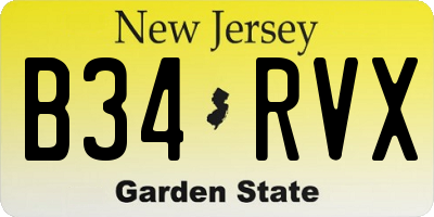 NJ license plate B34RVX