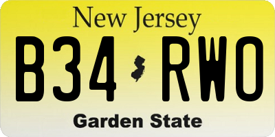 NJ license plate B34RWO