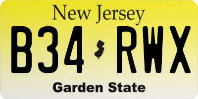 NJ license plate B34RWX