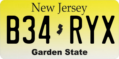 NJ license plate B34RYX