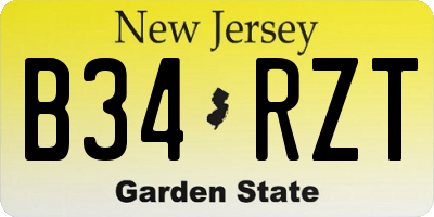 NJ license plate B34RZT