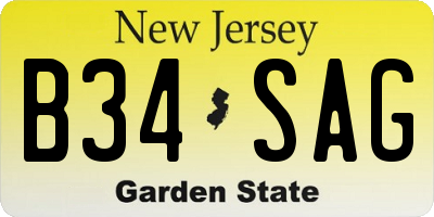 NJ license plate B34SAG