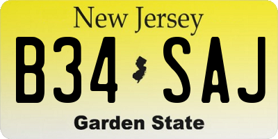 NJ license plate B34SAJ