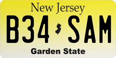 NJ license plate B34SAM