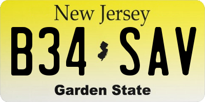 NJ license plate B34SAV