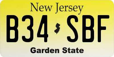 NJ license plate B34SBF