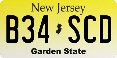 NJ license plate B34SCD