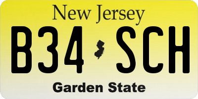 NJ license plate B34SCH