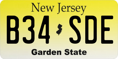 NJ license plate B34SDE