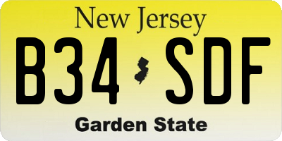 NJ license plate B34SDF