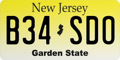 NJ license plate B34SDO