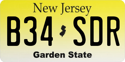 NJ license plate B34SDR