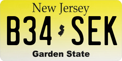 NJ license plate B34SEK