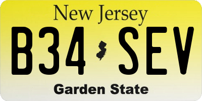 NJ license plate B34SEV