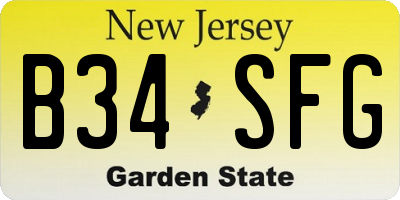 NJ license plate B34SFG
