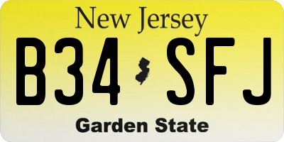 NJ license plate B34SFJ