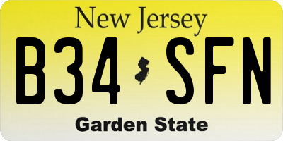 NJ license plate B34SFN