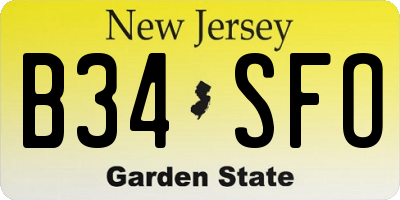 NJ license plate B34SFO