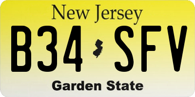 NJ license plate B34SFV