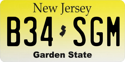 NJ license plate B34SGM