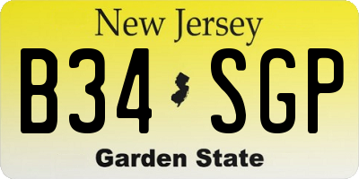 NJ license plate B34SGP