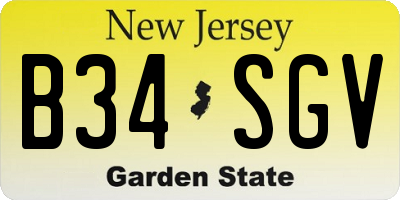 NJ license plate B34SGV