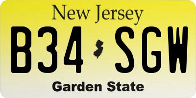 NJ license plate B34SGW