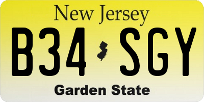 NJ license plate B34SGY