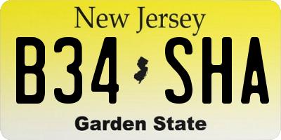 NJ license plate B34SHA