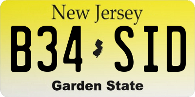 NJ license plate B34SID