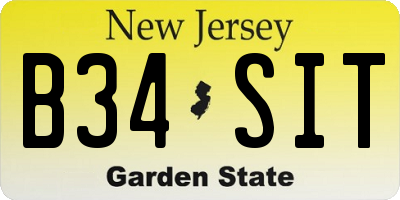 NJ license plate B34SIT