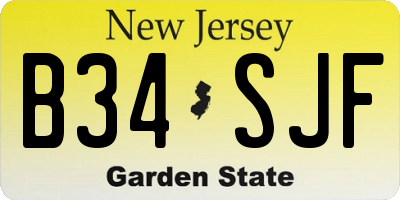 NJ license plate B34SJF