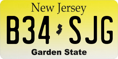NJ license plate B34SJG