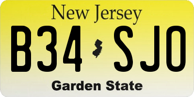 NJ license plate B34SJO