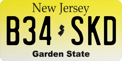 NJ license plate B34SKD